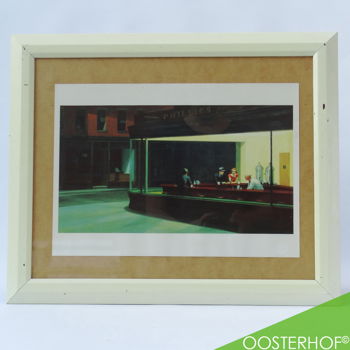 Houten Lijst Facet Plexiglas - Edward Hopper - Nighthawks 58 x 47,8 - 1