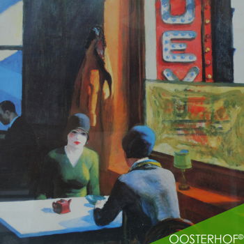 Houten Lijst Facet Plexiglas - Edward Hopper - Chop Suey 58 x 47,8 - 2