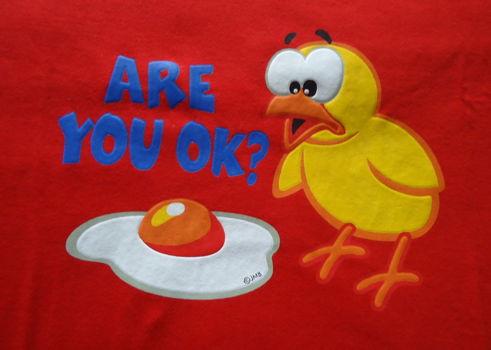 Te koop nieuw rood T-shirt met print Are You OK? (maat: XXL) - 2