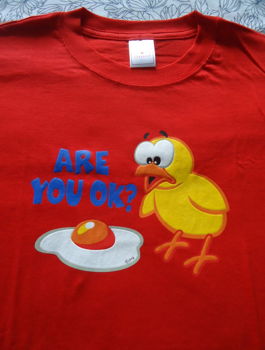 Te koop nieuw rood T-shirt met print Are You OK? (maat: XXL) - 5