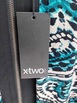 X-TWO blauw wit zwart shirt of vest maat 48. - 4