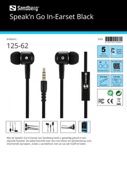 Speak’n Go In-Earset Black headset met microfoon en opnameknop - 1