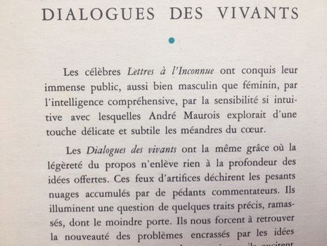 Dialogues des vivants - Andre Maurois - 2