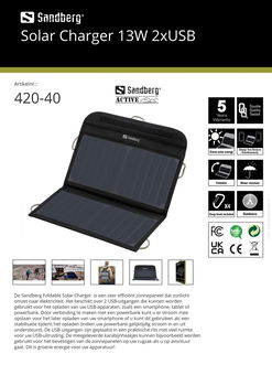 Solar Charger 13W 2xUSB geschikt voor alle merken smartphone - 4