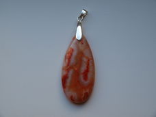 48x22x7mm Orange Crazy Lace Agate kettinghanger met zilverkleurig klemmetje