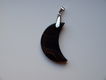 40x20x4mm Black/white Stripes Agate Half-moon kettinghanger met zilverkleurig klemmetje - 0 - Thumbnail