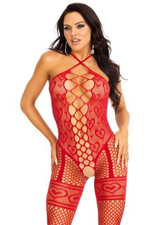 Catsuit met Open Kruis Rood - S/L