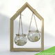 Houten Raam Decoratie met Hangende Glazen Potjes Huisje - 19 x 28 x 8 cm - 1 - Thumbnail