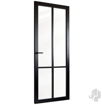 Zwarte houten binnendeur steellook voorgelakt met blankglas - 1