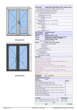 Openslaande deuren antraciet 180 x 215 cm. - 1