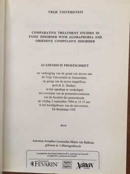 Comparative treatment studies in panic disorder with agorphobia and obsessive compulsive disorder - 1