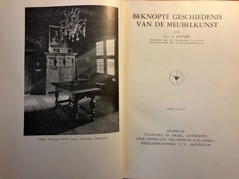 Beknopte geschiedenis van de meubelkunst - R. Lemaire - 1