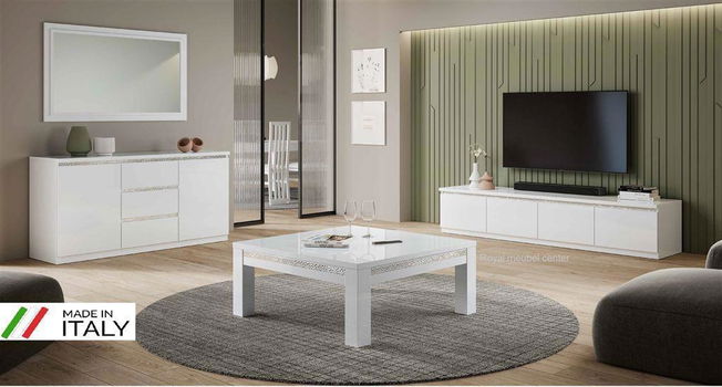 SALE-Woonkamer set 4 Forever Chrome hoogglans Wit-zwart - 0