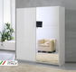 Schuifdeurkast Hoogglans wit spiegel Armoire-SALE- - 1 - Thumbnail