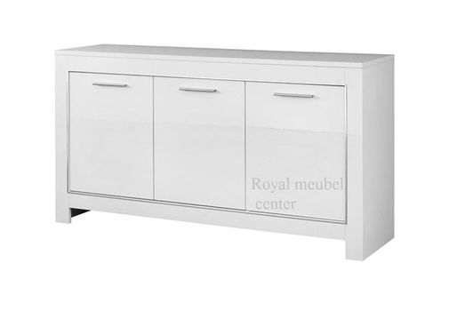 Dressoir Mona Hoogglans wit zwart marmer SALE.Commode. - 0