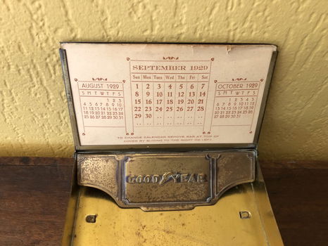 Unieke Good-Year Antieke Kaarthouder met kalender 1929 - 1