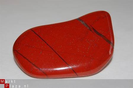#63 Rode Jaspis Red Jasper Knuffel trommelsteen - 1