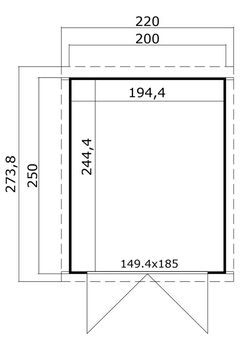 Tuinhuis-Blokhut Kibo 2: 200 x 250cm - 1