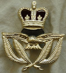 Embleem Baret / Beret Badge, Warrant Officer - Queens Crown, RAF (Royal Air Force), UK, jaren'80.(1)