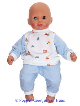 Annabel 36 cm Jongens pyjama auto's blauw/wit - 0