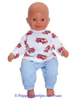 Chou Chou 36 cm Pyjama brandweer auto's - 0