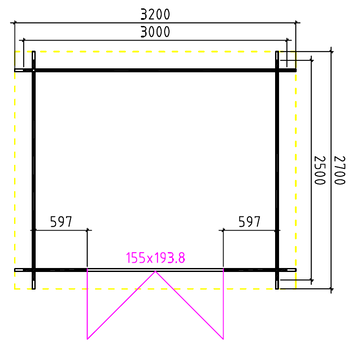 Tuinhuis-Blokhut 325 M: 300 x 250 x 230 (h) cm - 4