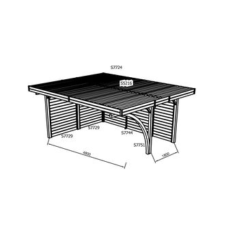 Tuinhuis-Blokhut carport combinatie (S7758): 5064 x 6064mm - 1