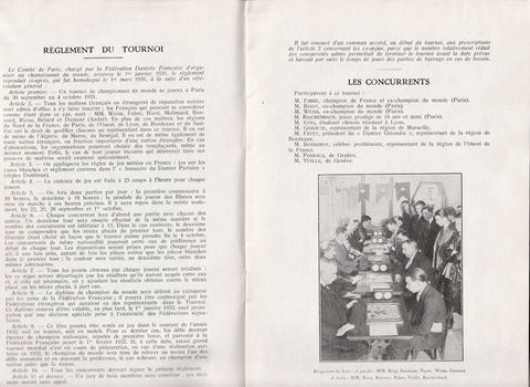 Championnat du monde du Jeu de Dames, Paris 1931 - 2