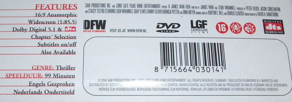 Dvd *** SAW *** *NIEUW* - 2