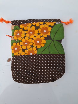 Projectbag retro bloemen oranje bruin - 0