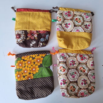 Projectbag retro bloemen oranje bruin - 1