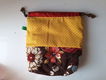 Projectbag retro bruin met bloem en oker geel met witte stipjes - 0 - Thumbnail