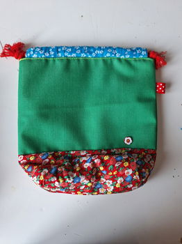 Projectbag 22 x 21 groen met kleine bloemetjes - 0