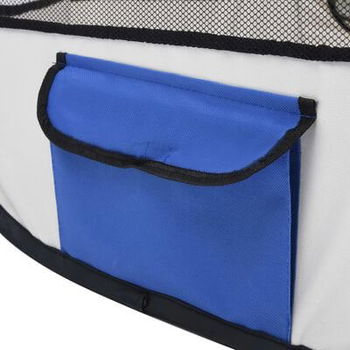 Opvouwbare puppybox met draagtas blauw 90x90x58 cm - 4