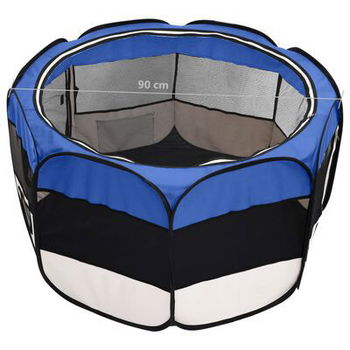 Opvouwbare puppybox met draagtas blauw 90x90x58 cm - 6