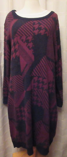 Gebreide jurk Zwart Aubergine maart 46 A04