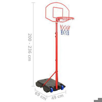 Draagbare basketbalset, verstelbaar 200-236 cm - 7