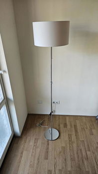 Rvs vloerlamp Copini met beige stoffen kap + dimmer - 2