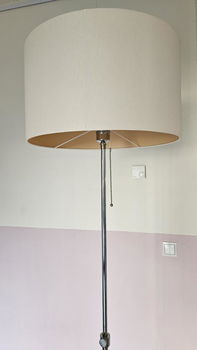 Rvs vloerlamp Copini met beige stoffen kap + dimmer - 4