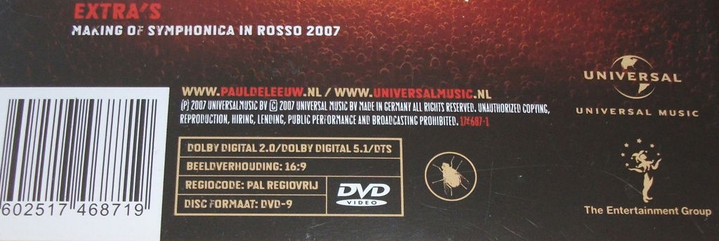 Dvd *** PAUL DE LEEUW *** Symphonica in Rosso - 2