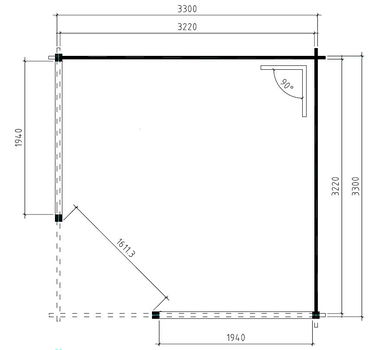 Tuinhuis-Blokhut-paviljoen P3555: 350 x 350 x 283 (h) cm - 3