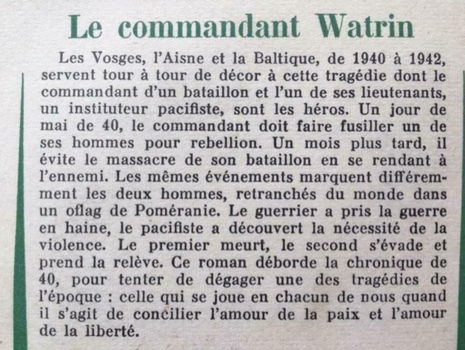 Le commandant Watrin - Armand Lanoux - 1