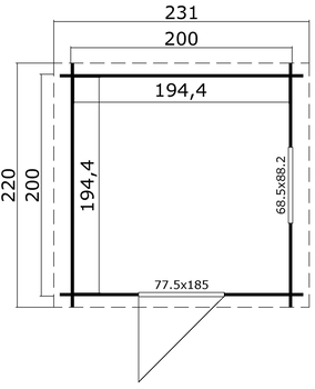 Tuinhuis-Blokhut Wels: 200 x 200 cm - 5