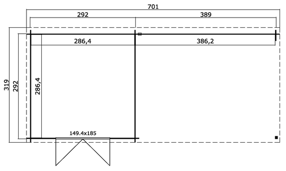 Tuinhuis-Blokhut St. Louis: 701 x 312 cm - 5