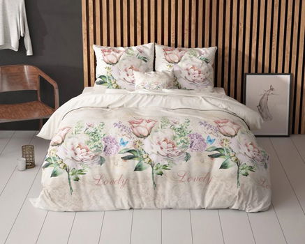 Dekbedovertrek 140x220 Lovely Flower Beige - 1