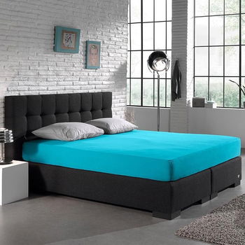 Hoeslaken jersey 80/100 x 200 Turquoise - 0