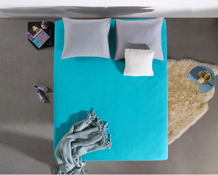 Hoeslaken jersey 80/100 x 200 Turquoise - 1