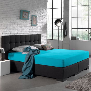 Hoeslaken jersey 80/100 x 200 Turquoise - 5