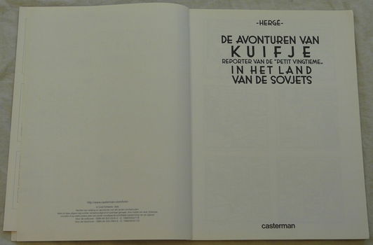 Strip Boek, De Avonturen Van Kuifje, In Het Land Van De Sovjets, 1e editie, Casterman, 1999.(Nr.1) - 3