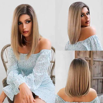 ★ PruikenPlaza ★ Swiss lace pruik roomblond haar zonder pony - 0